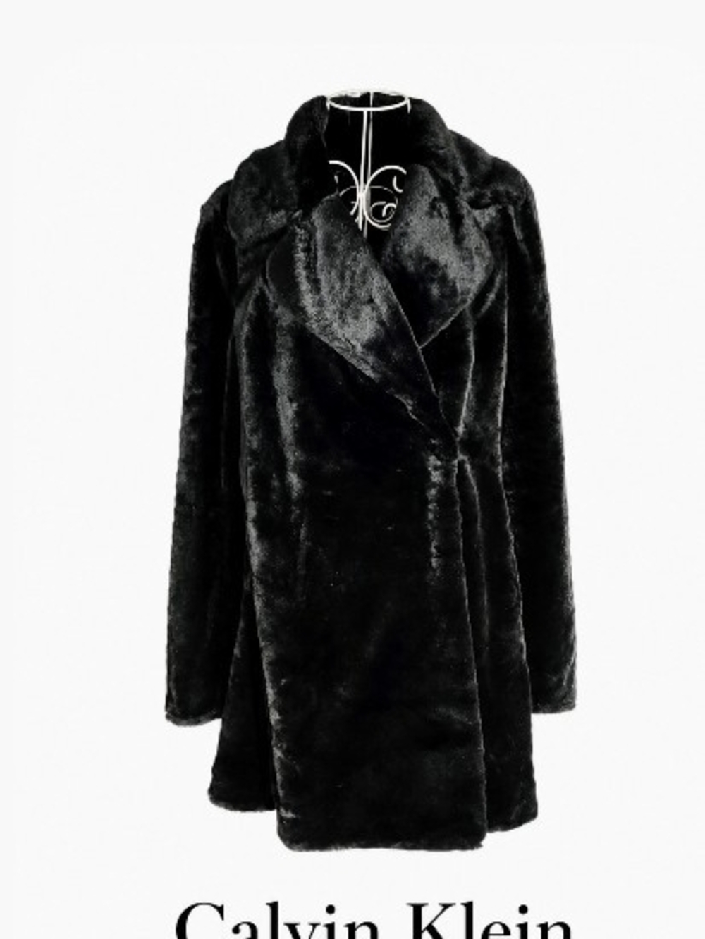 Calvin Klein Women's Black Faux Fur Coat
